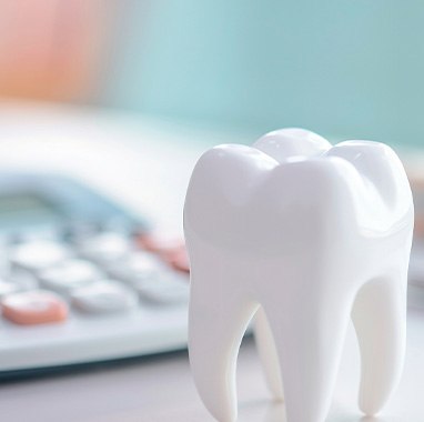 Large model tooth next to calculator
