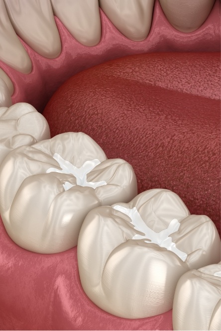 Animated smile with dental sealants