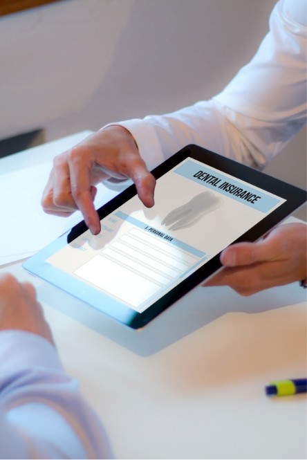 Dental insurance forms on tablet computer