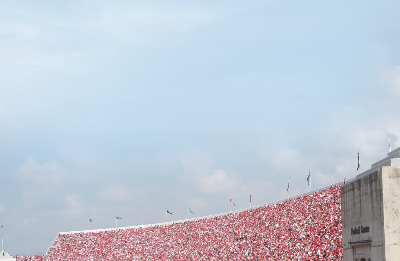 People in a large sports stadium