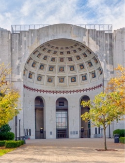 Outside of a football stadium