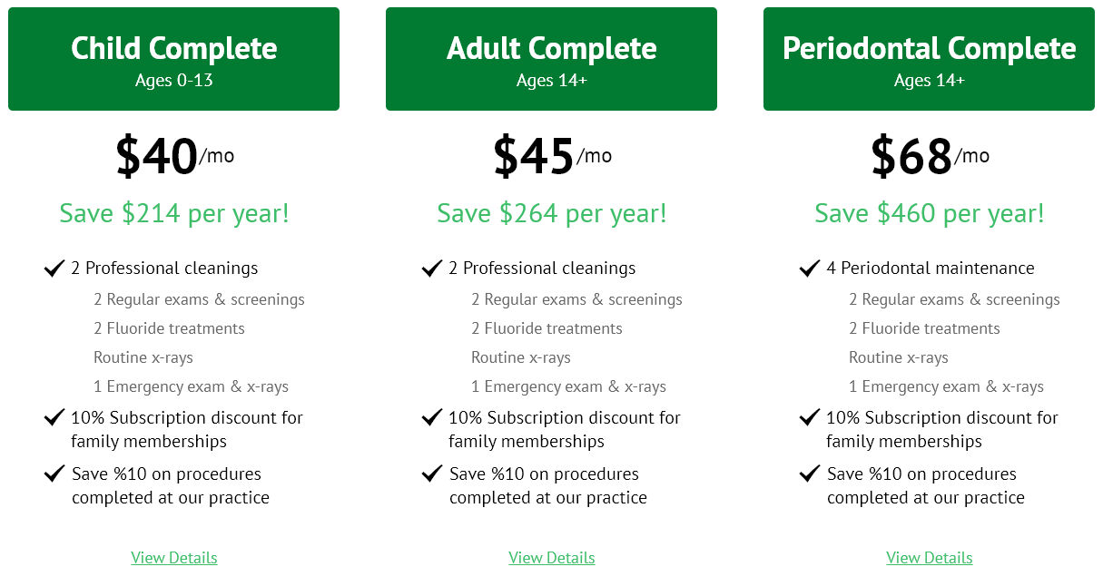 three different dental plans