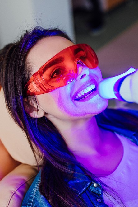 patient getting teeth whitening in North Attleborough